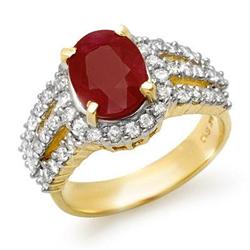 ACA CERTIFIED 4.55ctw RUBY & DIAMOND RING YELLOW GOLD