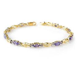 CERTIFIED 2.10ctw TANZANITE TENNIS BRACELET YELLOW GOLD