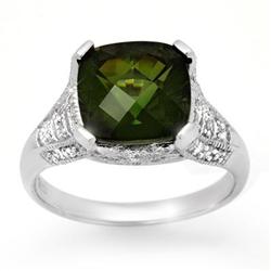 CERTIFIED 5.05ct GREEN TOURMALINE DIAMOND RING 14K GOLD