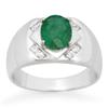 CERTIFIED 2.30ctw DIAMOND & EMERALD MEN'S GOLD RING