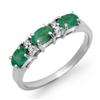 CERTIFIED 0.88 ctw EMERALD & DIAMOND RING WHITE GOLD