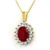 Image 1 : ACA CERTIFIED 3.70ctw DIAMOND & RUBY PENDANT 14KT  GOLD