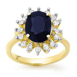 CERTIFIED 3.67ctw SAPPHIRE & DIAMOND RING YELLOW GOLD