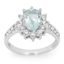 CERTIFIED 2.20 ctw AQUAMARINE & DIAMOND RING 14KT GOLD