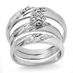 OVERSTOCK 0.12ctw CERTIFIED DIAMOND BRIDAL TRIO GOLD