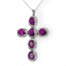 ACA CERTIFIED 20.0ctw DIAMOND & AMETHYST CROSS PENDANT