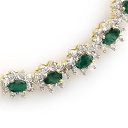 TENNIS NECKLACE 22.0ctw CERTIFIED EMERALD & DIAMOND 14K