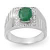 Image 1 : ACA CERTIFIED 2.25ctw EMERALD & DIAMOND MEN'S RING GOLD