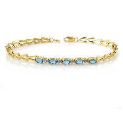 CERTIFIED 1.00 ctw BLUE TOPAZ BRACELET YELLOW GOLD