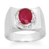 Image 1 : MEN'S 3.33ctw DIAMOND & RUBY IN RING SOLID WHITE GOLD