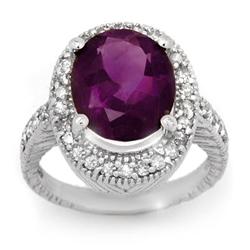 ACA CERTIFIED 5.50ctw AMETHYST & DIAMOND RING 14KT GOLD