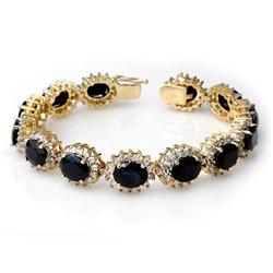 CERTIFIED 35.69ctw SAPPHIRE & DIAMOND BRACELET 14K GOLD