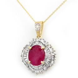 CERTIFIED 6.26ctw RUBY & DIAMOND PENDANT 14KT GOLD