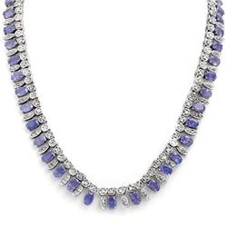 CERTIFIED 34.0ctw TANZANITE & DIAMOND NECKLACE GOLD