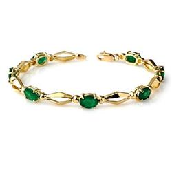 ACA CERTIFIED 5.0ct EMERALD TENNIS BRACELET YELLOW GOLD