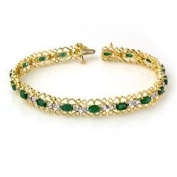 CERTIFIED 4.02ct EMERALD & DIAMOND BRACELET YELLOW GOLD