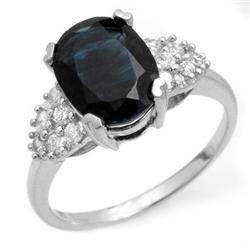 CERTIFIED 3.80 ctw SAPPHIRE & DIAMOND RING WHITE GOLD