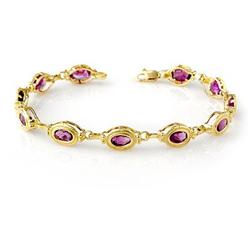 CERTIFIED 5.10ctw AMETHYST TENNIS BRACELET YELLOW GOLD