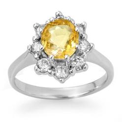 CERTIFIED 2.50ctw RARE YELLOW SAPPHIRE & DIAMOND RING