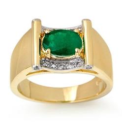 ACA OVERSTOCK 1.83ctw DIAMOND & EMERALD MEN'S GOLD RING