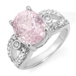 OVERSTOCK 6.25ct PINK KUNZITE & DIAMOND RING WHITE GOLD