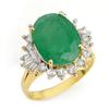 Image 1 : ACA CERTIFIED 5.98ctw EMERALD & DIAMOND RING 14KT GOLD