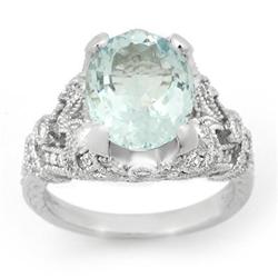 ACA CERTIFIED 6.10ctw AQUAMARINE & DIAMOND RING GOLD