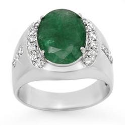 ACA CERTIFIED 6.33ctw EMERALD & DIAMOND MEN'S RING GOLD