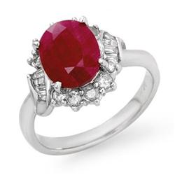 OVERSTOCK 3.31ctw RUBY & DIAMOND RING 14KT WHITE GOLD