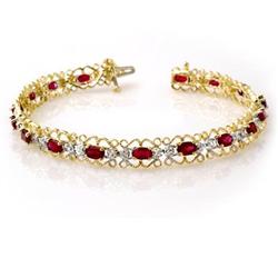 CERTIFIED 4.22ctw RUBY & DIAMOND BRACELET YELLOW GOLD