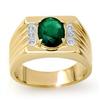 Image 1 : ACA CERTIFIED 2.06ctw DIAMOND & EMERALD MEN'S RING GOLD