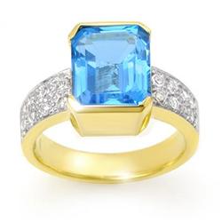 OVERSTOCK 7.26 ctw CERTIFIED BLUE TOPAZ & DIAMOND RING