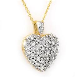 CERTIFIED 1.25ctw DIAMOND HEART PENDANT 14K YELLOW GOLD