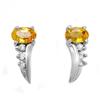 Image 1 : CERTIFIED .80ct DIAMOND & YELLOW SAPPHIRE EARRINGS GOLD