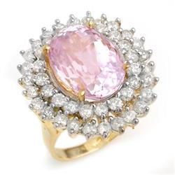 ACA CERTIFIED 12.08ctw KUNZITE & DIAMOND RING 14KT GOLD