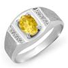 Image 1 : ACA CERTIFIED 2.00ctw CITRINE MEN'S RING WHITE GOLD