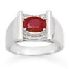 Image 1 : ACA CERTIFIED 2.33ctw DIAMOND & RUBY MEN'S RING GOLD