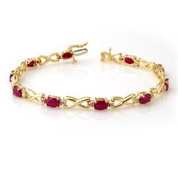 CERTIFIED 8.80ctw RUBY & DIAMOND BRACELET YELLOW GOLD