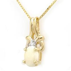 CERTIFIED  0.50ctw OPAL & DIAMOND PENDANT YELLOW GOLD