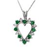 Image 1 : CERTIFIED .80 ctw EMERALD & DIAMOND HEART PENDANT GOLD