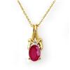 Image 1 : CERTIFIED  1.22ctw RUBY & DIAMOND PENDANT YELLOW GOLD