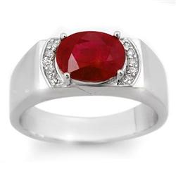 MEN'S 3.10ctw DIAMOND & RUBY RING IN SOLID WHITE GOLD