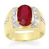 Image 1 : ACA CERTIFIED 6.33ctw DIAMOND & RUBY MEN'S RING GOLD