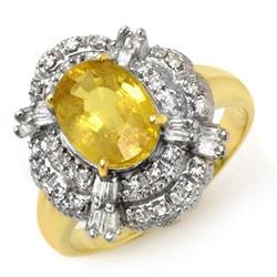 CERTIFIED 3.05ctw SAPPHIRE & DIAMOND RING YELLOW GOLD