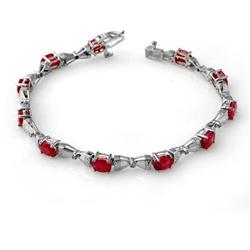 CERTIFIED 7.11ctw RUBY & DIAMOND TENNIS BRACELET GOLD