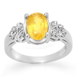 CERTIFIED 3.05c RARE YELLOW SAPPHIRE & DIAMOND RING 14K