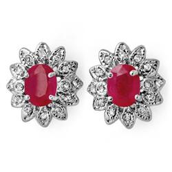 CERTIFIED 3.80ctw DIAMOND & PINK SAPPHIRE STUD EARRINGS