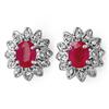 Image 1 : CERTIFIED 3.80ctw DIAMOND & PINK SAPPHIRE STUD EARRINGS