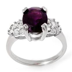 CERTIFIED 2.65 ctw AMETHYST & DIAMOND RING WHITE GOLD