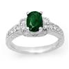 Image 1 : EMERALD & DIAMOND RING 1.60ctw CERTIFIED 14K WHITE GOLD